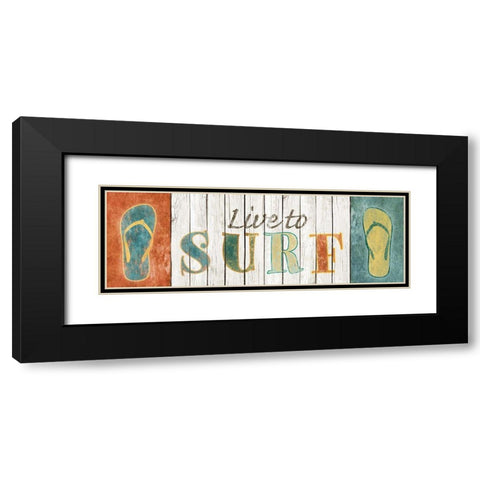 Live to Surf Black Modern Wood Framed Art Print with Double Matting by SD Graphics Studio