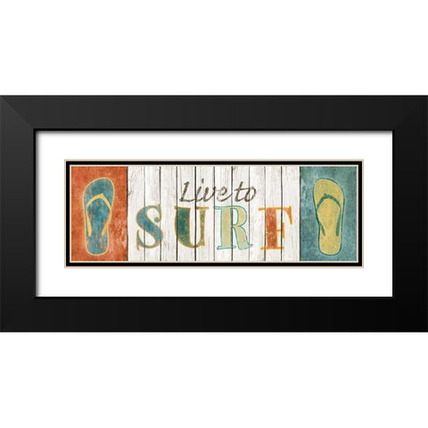 Live to Surf Black Modern Wood Framed Art Print with Double Matting by SD Graphics Studio