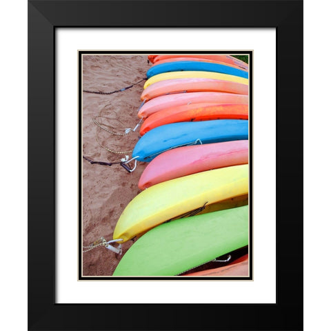Kayaks I Black Modern Wood Framed Art Print with Double Matting by Rodriguez, Jairo
