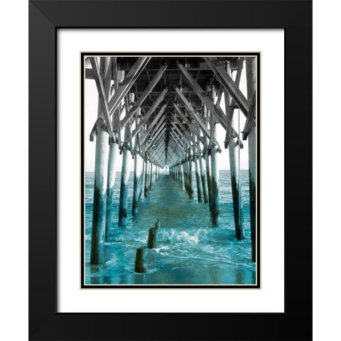 Teal Dock I Black Modern Wood Framed Art Print with Double Matting by Rodriguez, Jairo