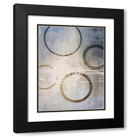Blue Connections I Black Modern Wood Framed Art Print with Double Matting by Marcon, Michael