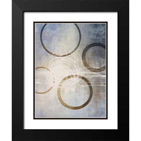 Blue Connections I Black Modern Wood Framed Art Print with Double Matting by Marcon, Michael