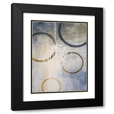 Blue Connections II Black Modern Wood Framed Art Print with Double Matting by Marcon, Michael