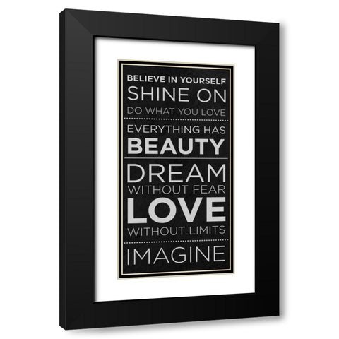Believe in Yourself Black Modern Wood Framed Art Print with Double Matting by SD Graphics Studio