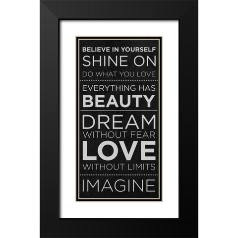 Believe in Yourself Black Modern Wood Framed Art Print with Double Matting by SD Graphics Studio