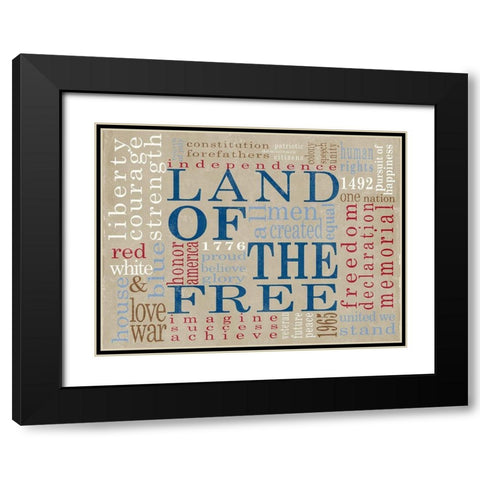 Land Of The Free Black Modern Wood Framed Art Print with Double Matting by SD Graphics Studio