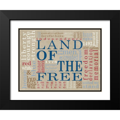 Land Of The Free Black Modern Wood Framed Art Print with Double Matting by SD Graphics Studio
