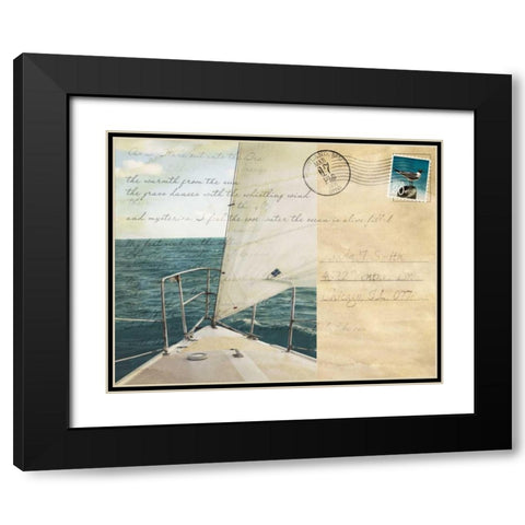 Voyage Postcard I Black Modern Wood Framed Art Print with Double Matting by Bryant, Susan