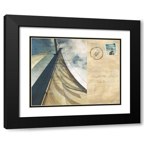 Voyage Postcard II Black Modern Wood Framed Art Print with Double Matting by Bryant, Susan