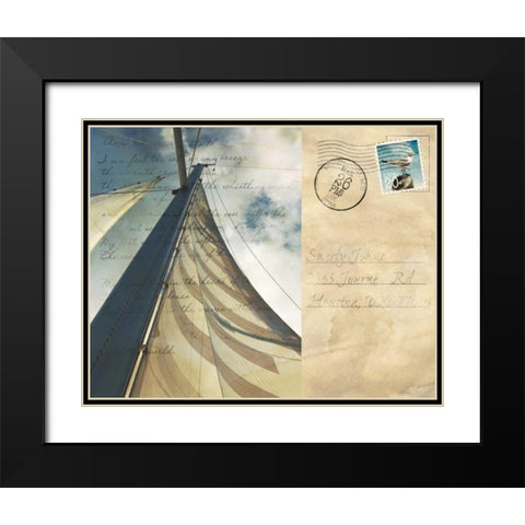 Voyage Postcard II Black Modern Wood Framed Art Print with Double Matting by Bryant, Susan
