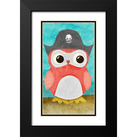 Pirate Owl II Black Modern Wood Framed Art Print with Double Matting by SD Graphics Studio