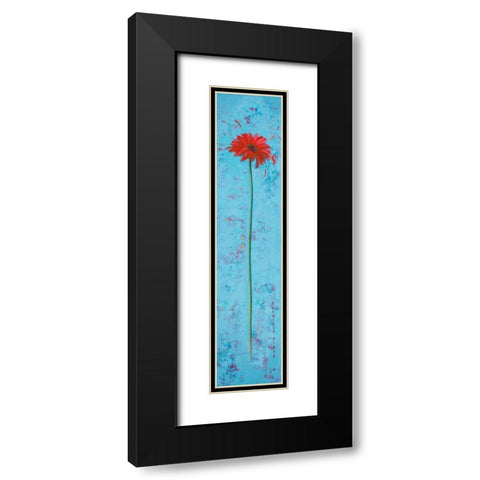 Blue Tiny Flower I Black Modern Wood Framed Art Print with Double Matting by Pinto, Patricia