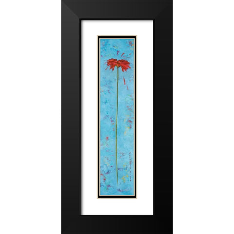 Blue Tiny Flower II Black Modern Wood Framed Art Print with Double Matting by Pinto, Patricia