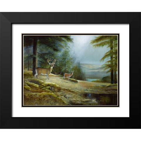 Mountaintop Retreat Black Modern Wood Framed Art Print with Double Matting by Manning, Ruane