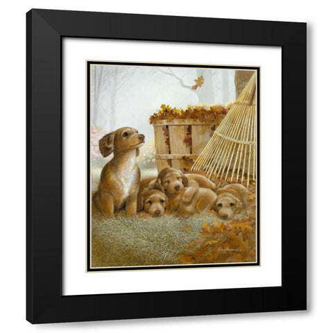 Autumn Playtime Black Modern Wood Framed Art Print with Double Matting by Manning, Ruane