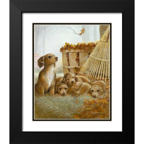Autumn Playtime Black Modern Wood Framed Art Print with Double Matting by Manning, Ruane