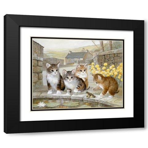 Leap Frog Fun Black Modern Wood Framed Art Print with Double Matting by Manning, Ruane