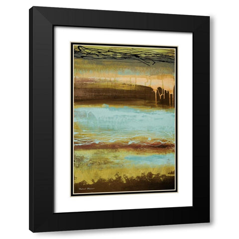 Teal Wahn I Black Modern Wood Framed Art Print with Double Matting by Marcon, Michael