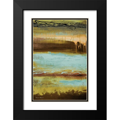 Teal Wahn I Black Modern Wood Framed Art Print with Double Matting by Marcon, Michael