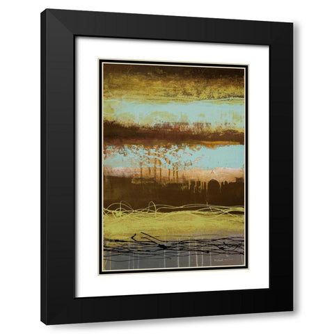 Teal Wahn II Black Modern Wood Framed Art Print with Double Matting by Marcon, Michael