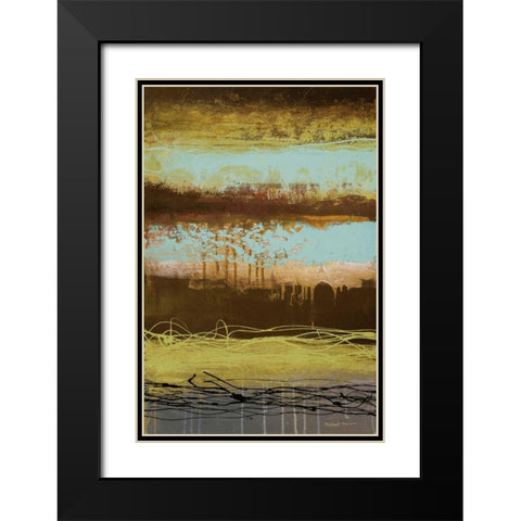 Teal Wahn II Black Modern Wood Framed Art Print with Double Matting by Marcon, Michael