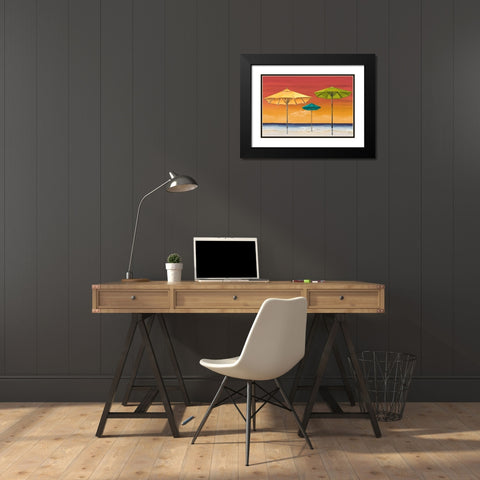 Tropical Umbrellas I Black Modern Wood Framed Art Print with Double Matting by Hakimipour, Tiffany