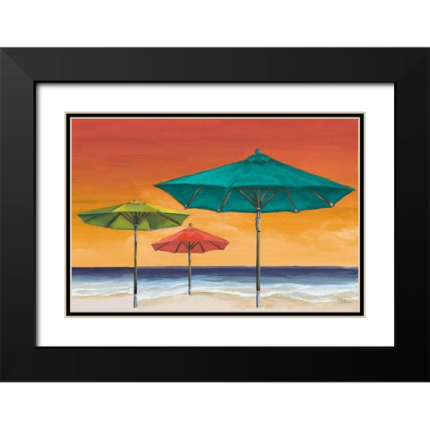 Tropical Umbrellas II Black Modern Wood Framed Art Print with Double Matting by Hakimipour, Tiffany