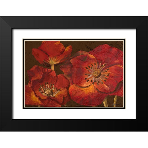 Dazzling Poppies Black Modern Wood Framed Art Print with Double Matting by Josefina