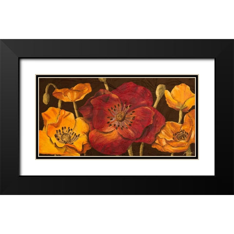 Dazzling Poppies I Black Modern Wood Framed Art Print with Double Matting by Josefina