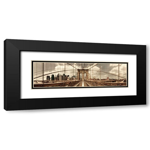 Brooklyn Bridge (sepia) Black Modern Wood Framed Art Print with Double Matting by Lake, Shelley