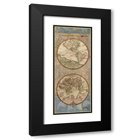 World Map Panel II Black Modern Wood Framed Art Print with Double Matting by Medley, Elizabeth