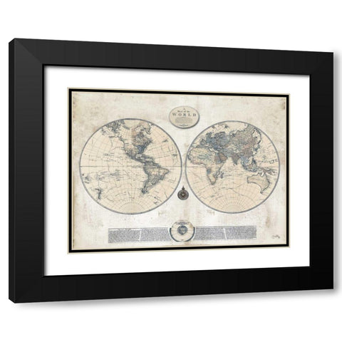 Whitewash Map Black Modern Wood Framed Art Print with Double Matting by Medley, Elizabeth