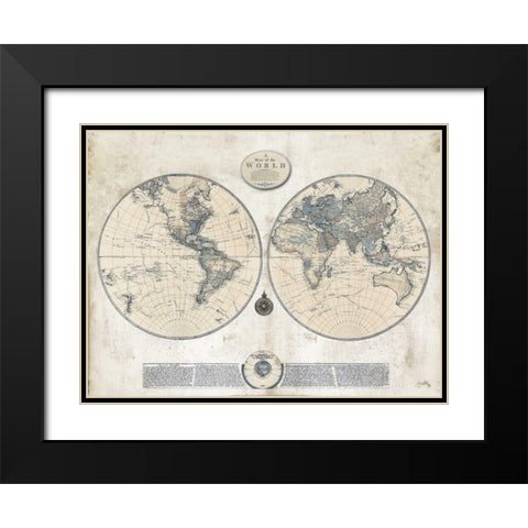 Whitewash Map Black Modern Wood Framed Art Print with Double Matting by Medley, Elizabeth