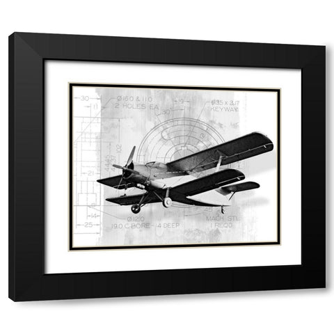 Flight Plans II Black Modern Wood Framed Art Print with Double Matting by Marcon, Michael