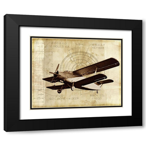 Flight Plans II Black Modern Wood Framed Art Print with Double Matting by Marcon, Michael