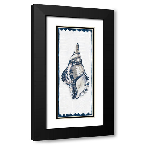 Indigo Shell Panel I Black Modern Wood Framed Art Print with Double Matting by Loreth, Lanie