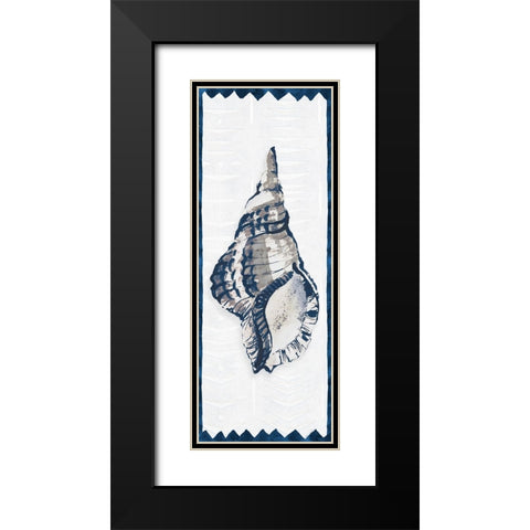 Indigo Shell Panel I Black Modern Wood Framed Art Print with Double Matting by Loreth, Lanie