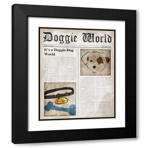 Doggie World Black Modern Wood Framed Art Print with Double Matting by SD Graphics Studio