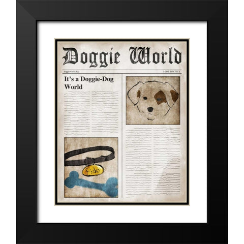 Doggie World Black Modern Wood Framed Art Print with Double Matting by SD Graphics Studio