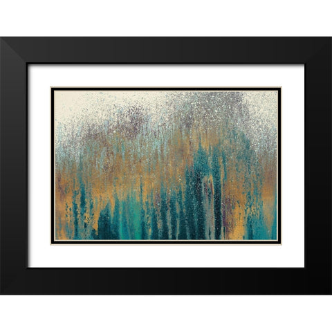 Teal Woods with Gold Black Modern Wood Framed Art Print with Double Matting by Gonzalez, Roberto