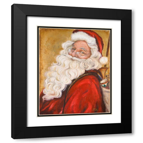 Smiling Santa Black Modern Wood Framed Art Print with Double Matting by Pinto, Patricia