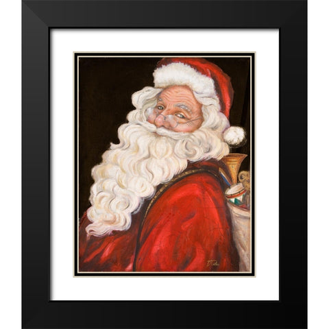 Smiling Santa Black Modern Wood Framed Art Print with Double Matting by Pinto, Patricia