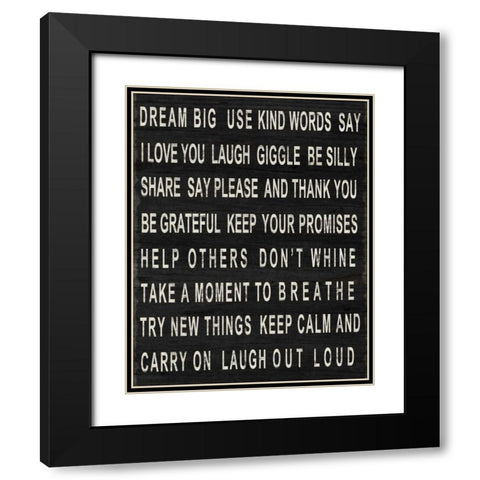 Dream Big Black Modern Wood Framed Art Print with Double Matting by SD Graphics Studio