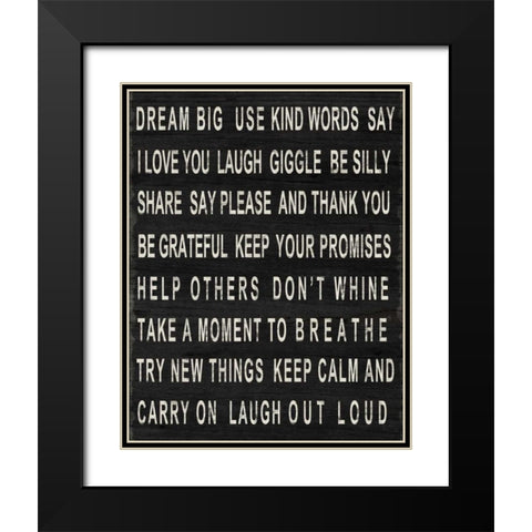 Dream Big Black Modern Wood Framed Art Print with Double Matting by SD Graphics Studio