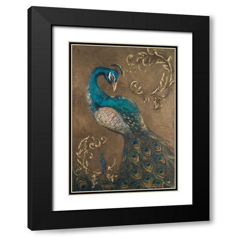Pershing Peacock I Black Modern Wood Framed Art Print with Double Matting by Hakimipour, Tiffany