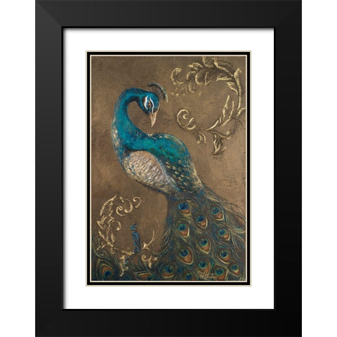 Pershing Peacock I Black Modern Wood Framed Art Print with Double Matting by Hakimipour, Tiffany