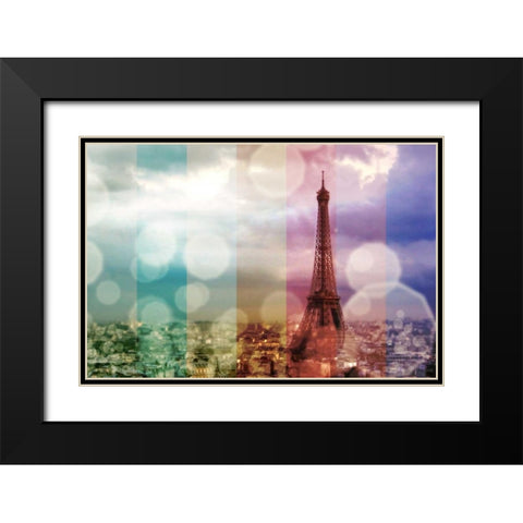 Paris in Lights Black Modern Wood Framed Art Print with Double Matting by Navas, Emily