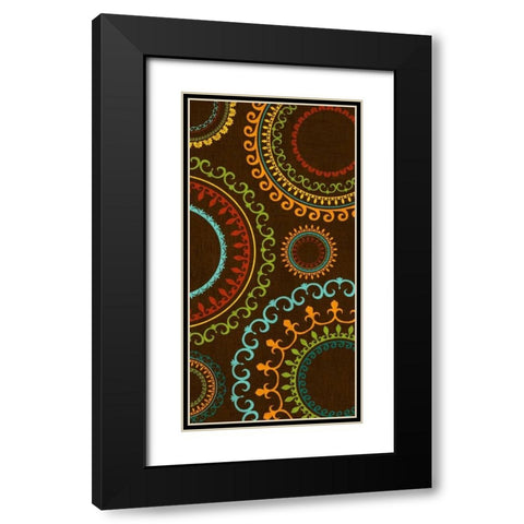 New Suzani Panel I Black Modern Wood Framed Art Print with Double Matting by SD Graphics Studio