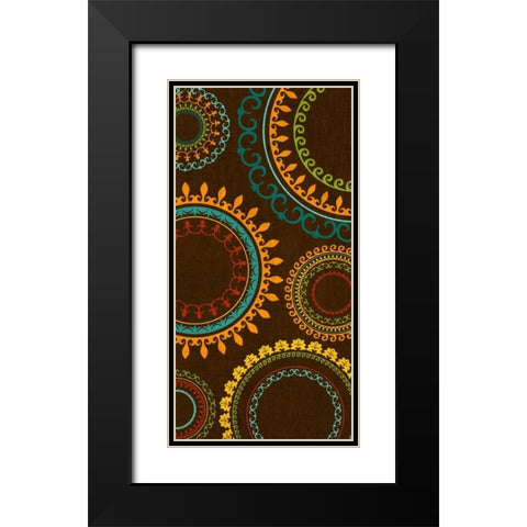 New Suzani Panel II Black Modern Wood Framed Art Print with Double Matting by SD Graphics Studio