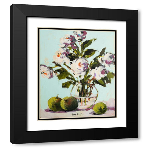 White Rose Black Modern Wood Framed Art Print with Double Matting by Slivka, Jane